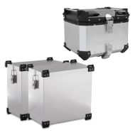 Alu Koffer Set + Topcase für BMW K 1300 R / S Aluminium Bagtecs NX55 silber_1