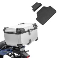 Set aluminum top box 65L + passenger backrest pad Bagtecs XB65 top case silver