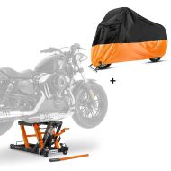 Hebebühne Hydraulisch + Abdeckplane XXL für Honda VTX 1800 / 1300 / R/S Constands Midlift L orange_0