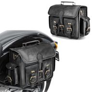 Set 2X Leder Satteltasche für Suzuki Intruder VS 1400 / VL 125 Seitentasche Craftride SV3 schwarz_1
