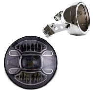 LED Headlight 7" Inch Set Motorcycle Universal Headlamp Projector chrome Craftride F7