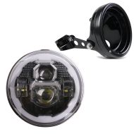LED Headlight 7" Inch Set Motorcycle Universal Headlamp Projector black Craftride M91