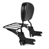 ,Sissy Bar with Rear Rack detachable S1 fits for Harley Davidson Electra-Street-Road Glide,, Road King 97-08 black Craftride,