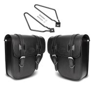 Set 2x Satteltaschen + Halter für Harley Davidson Sportster 883 / Superlow Craftride Texas schwarz_1