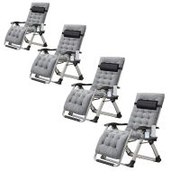 4er-Set Garden chair folding Divit SR11 deck chair sun lounger metal gray