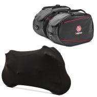 Set: Koffer Innentaschen für Yamaha Seitenkoffer 2x20L Paar + abdeckung Indoor M-L Stretch Garage in schwarz_1
