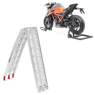 Set: Sided Paddock Stand Set compatible with KTM 1290 Super Duke / R 14-23 rear front + aluminium loading ramp max. 750 lbs folding for scooter quad ATV