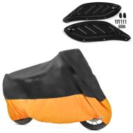 Set: Seitlicher Windabweiser für Harley Electra Glide Ultra Classic 96-13 Craftride verstellbar schwarz + Abdeckplane Harley Electra Glide Ultra Classic / Limited Craftride XXXL schwarz-orange_1