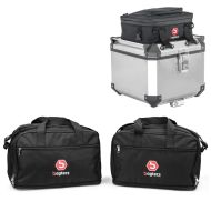 Set: Inner liner bags compatible with BMW R 1250 / 1200 GS / Adventure 04-21 for OEM Aluminium Panniers Bagtecs MS1 + Aluminium Top Box Lid Bag compatible with BMW R 1200 GS / Adventure 04-18 Bagtecs BF1