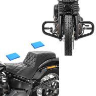 Set: Engine Guard Mustache fits for Harley Davidson Softail Street Bob / Standard 18-24 Craftride black + 2-Up Gel Seat fits for Harley Davidson Softail Street Bob 18-24 Craftride SP8B