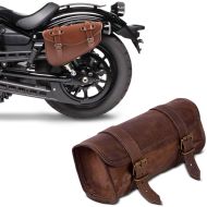 Set: Saddlebag left Arizona 3Ltr + leather tool bag for cruiser classic scrambler LR2 brown