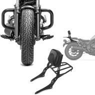 Set: Engine Guard compatible with Honda Rebel 500 CMX 17-24 Craftride with Sissy bar MD4 + luggage rack blk