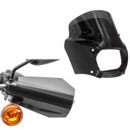 Set: Hand guards compatible with Harley Davidson Hand protection Craftride HP4 black + Headlight Fairing compatible with Harley Davidson Softail Fat Bob / 114 18-24 Windshield Lamp mask Craftride FG9