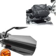 Set: Hand guards compatible with Harley Davidson Hand protection Craftride HP4 black + Motorcycle Handlebar Bag for Cruisers Craftride LB1