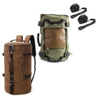 Backpack canvas VG8 luggage roll vintage 35L brown + backpack canvas VG6 incl. straps 28Ltr green