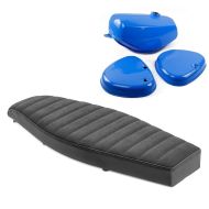 Flat bench seat VS1 Craftride compatible with Simson S51 / S50 / S70 + tank / petrol tank with side cover blue