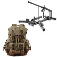 Set: Motorcycle Tyre changer for 12-21" MD4 ConStands with Motorcycle Backpack RG8 Canvas bag Vintage 20Ltr green