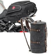 Set: Motorbike Tail Bag X50 Rear seat bag 50Ltr blk Bagtecs with Motorcycle Backpack VG8 Canvas 35Ltr Vintage blk