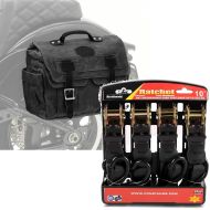 Set: Motorcycle Saddlebag Canvas with inner bag CV1 blk Craftride with Motorbike Straps 4x load loops blk