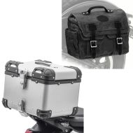 Set: Motorcycle Alu top box XS45 top Case 45Ls silver Bagtecs with Motorcycle Saddlebag Canvas with inner bag CV1 blk