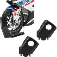 Set: Wheel Chock Easy-Fix up to 21" blk-mate ConStands with Handlebar riser 1.57 inch Alu for Handlebars with Ø 0.87 inch 7/8" blk