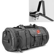 Set: Motorcycle Tail bag TB8 Roll bag 35Ltr in blk Bagtecs with Motorcycle Wardrobe WH2 Helmet rack wall mount blk