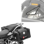 Set: Motorcycle Saddlebags Waterproof RB25 Roll Closure Side Bags Bagtecs with Saddlebag Support Brackets Universal blk