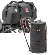 Set: Motorcycle tail bag XF60 wp. Volume 60l Bagtecs with Motorcycle Backpack VG8 Canvas 35Ltr Vintage blk