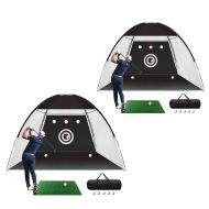 Set 2x Golf Practice Net Divit GN1 Practice Cage with Artificial Turf Mat black