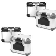2x Set: Alu top box XS45 45 Liters silver + Pillion Backrest Pad compatible with BMW Alu TP RL2