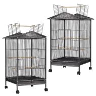 Set of 2 Bird cage with wheels Divit aviary with dirt tray 45x45x97 cm PL9 black NEW