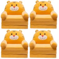 Set of 4 children's armchairs foldable Divit PL48 children's sofas sofa bed padded with plush tiger design NEW