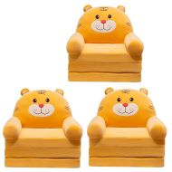 Set of 3 children's armchairs foldable Divit PL48 children's sofas sofa bed padded with plush tiger design NEW