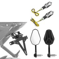 License plate holder KH4 with LED + LED indicators 2 pieces tinted + handlebar end mirror