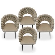 2x Dining room chairs set of 2 Divit SR74 armchairs armchairs velvet wooden legs beige