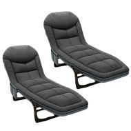 2x Folding deck chair Divit GI20 garden lounger sun lounger padded 200 x 64 x 11.81 inch black