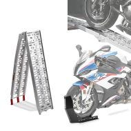 Set: aluminium loading ramp max. 750 lbs folding for scooter quad ATV + Wheel Chock Easy-Plus Front Stand up to 21 Inch -matt