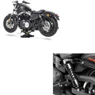 Set: Stossdämpfer 11" für Harley Dyna 1991-2017 Tieferlegung + Hebebühne Mini-Lift Scherenheber bis 500kg in schwarz_1