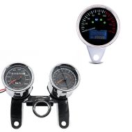 Set: Tachometer KTX Speedometer universal in chrom + Tachometer Drehzahlmesser Analog VTV chrom_1