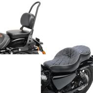 Set: Doppel Sitzbank für Harley Sportster 04-20 DB1 + Sissybar Harley Sportster 04-20 Fast Rider-M schwarz_1