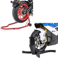 Set: Wippe Easy Plus Vorderradwippe ständer bis 21" schwarz + Hinterrad Montageständer Classic Universal rot_1