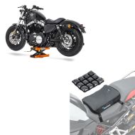 Set: Scissor Lift Mini-Lift Moto Jack 1100 lbs in orange + Air cushion Tourtecs Air Deluxe S Comfort seat cushion in 