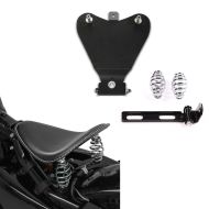 Set: Bobber Schwingsattel BR1 mit Federn für Custombikes in schwarz + Grundplatte für Bobber-Solositze mit Barrel-Federn_1