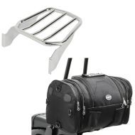 Set: Gepäckträger für Harley-Davidson Softail 06-17 chrom + Hecktasche RB1 Gepäckrolle für Chopper Cruiser_1