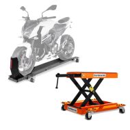 Dolly Mover with Wheel Chock Smart-Mover max 450 kg grey + Scissor Lift Dolly Mid-lift M Mover 500 kg in orange