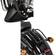 Set: Belly Pan Motorbike Craftride Front Spoiler fits for Harley Davidson Sportster 04-20 in black + Solo Luggage rear rack fits for Harley Davidson Sportster 04-20 Craftride black