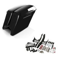,Set: Stretched saddlebags fits for Harley Davidson Touring Models 2014-23-24 unpainted,, no lock Craftride + Hard Saddlebag Latch Lid Hardware Covers fits for Harley Davidson Touring 14-24 Craftride,