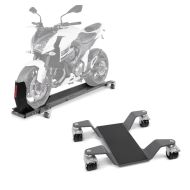 Set: Rangierschiene mit Wippe Smart Mover bis 450 kg in grau + Rangierhilfe für Hauptständer Easy Mover II bis 400kg in grau_1