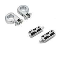 Set: Fussrasten Fahrer-Sozius für Harley-Davidson Eagle chrom + Fussrasten-Halter HF1 für Sturzbügel 32mm chrom_1