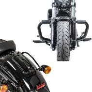 Set: Engine Guard Mustache II fits for Harley Davidson Sportster 1200 Iron 18-20 Crashbar black Craftride + Solo Luggage rear rack fits for Harley Davidson Sportster 04-20 Craftride black